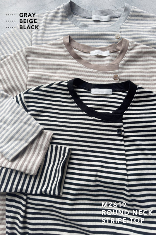 MZ619 ROUND NECK STRIPE TOP