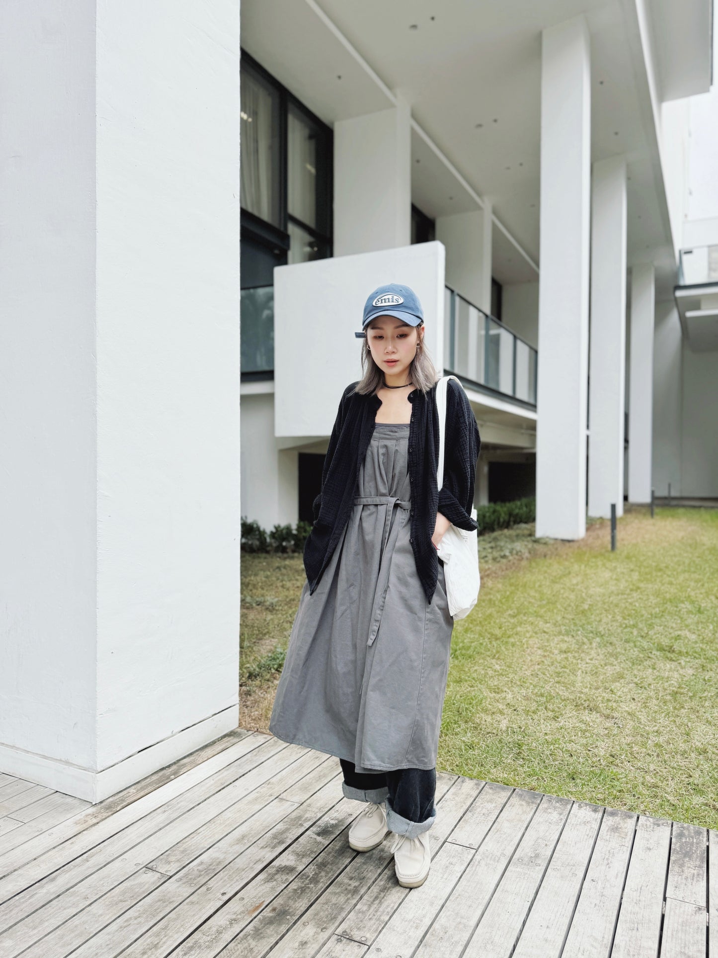CA593 Pleated Jumper Dress