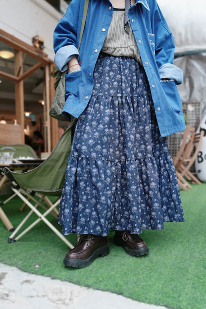 MZ854 PRINTED FLORAL SKIRT