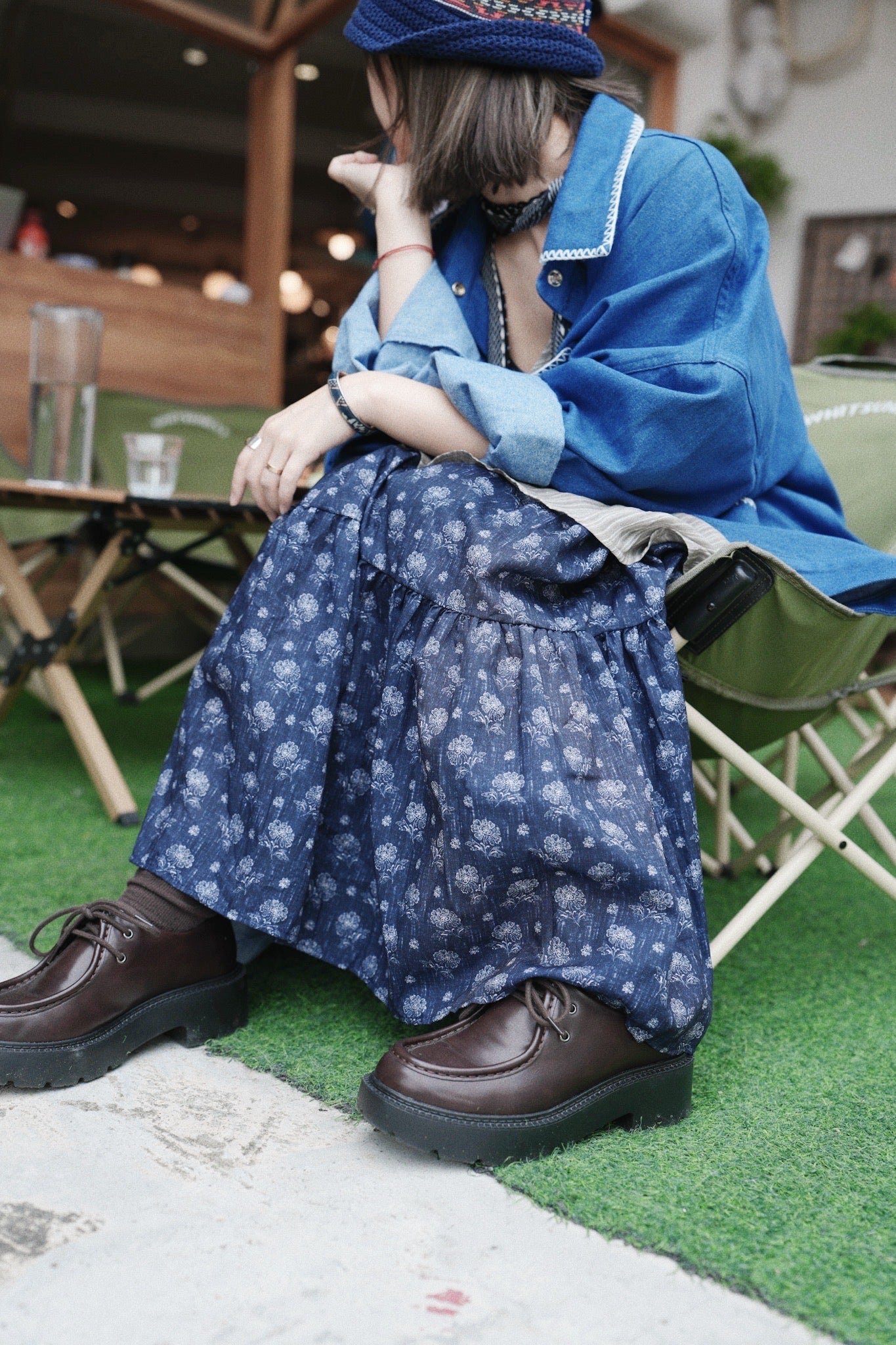 MZ854 PRINTED FLORAL SKIRT