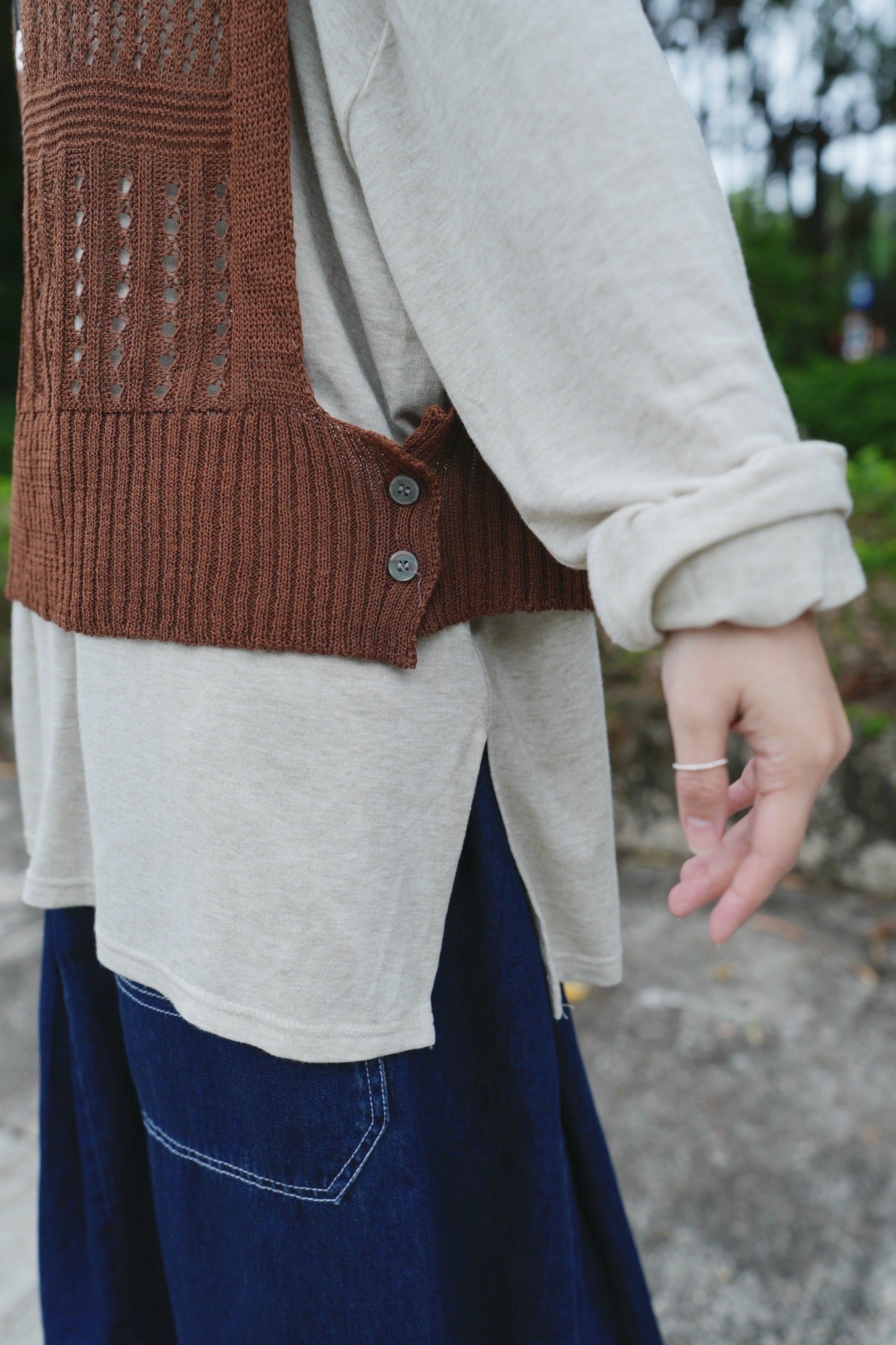 MZ705 CROCHET KNIT VEST