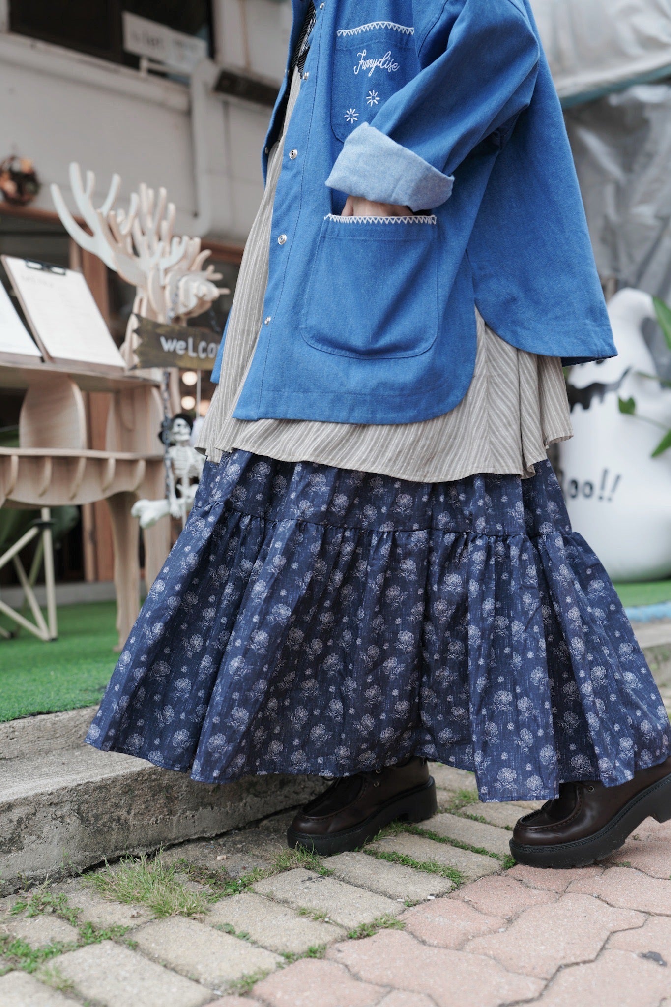 MZ854 PRINTED FLORAL SKIRT