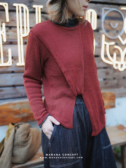 MZ562 CROSS FRONT KNIT TOP