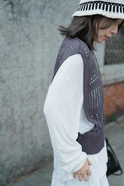 MZ705 CROCHET KNIT VEST
