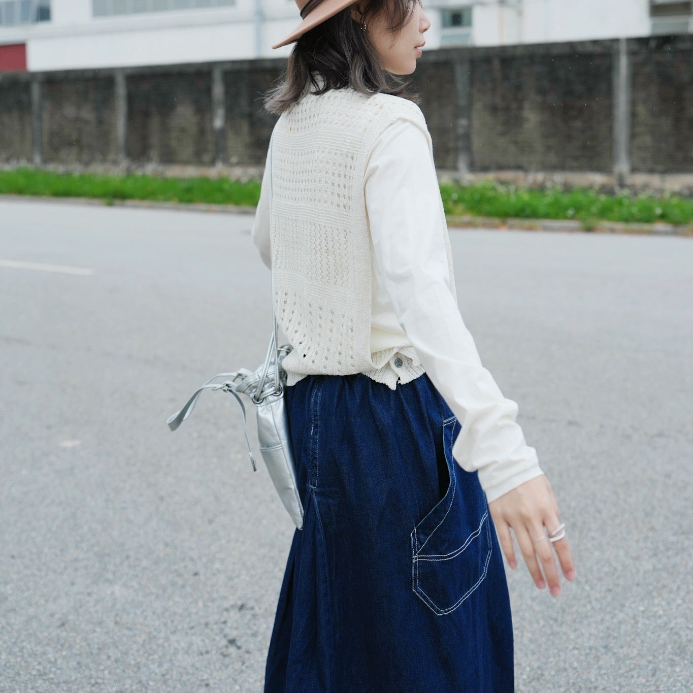 MZ705 CROCHET KNIT VEST