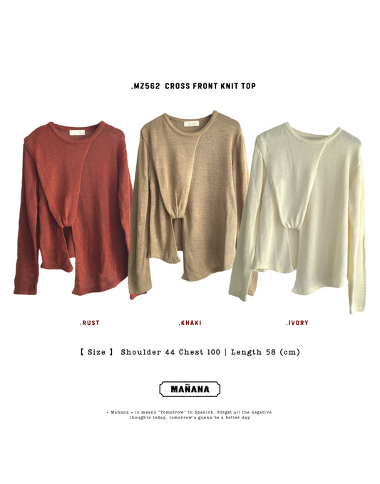MZ562 CROSS FRONT KNIT TOP