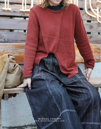 MZ562 CROSS FRONT KNIT TOP