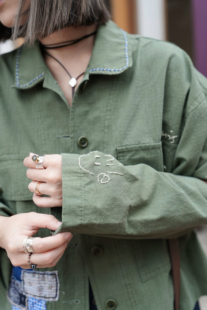 MZ851 STITCHED PATCHWORK MILITARY JACKET