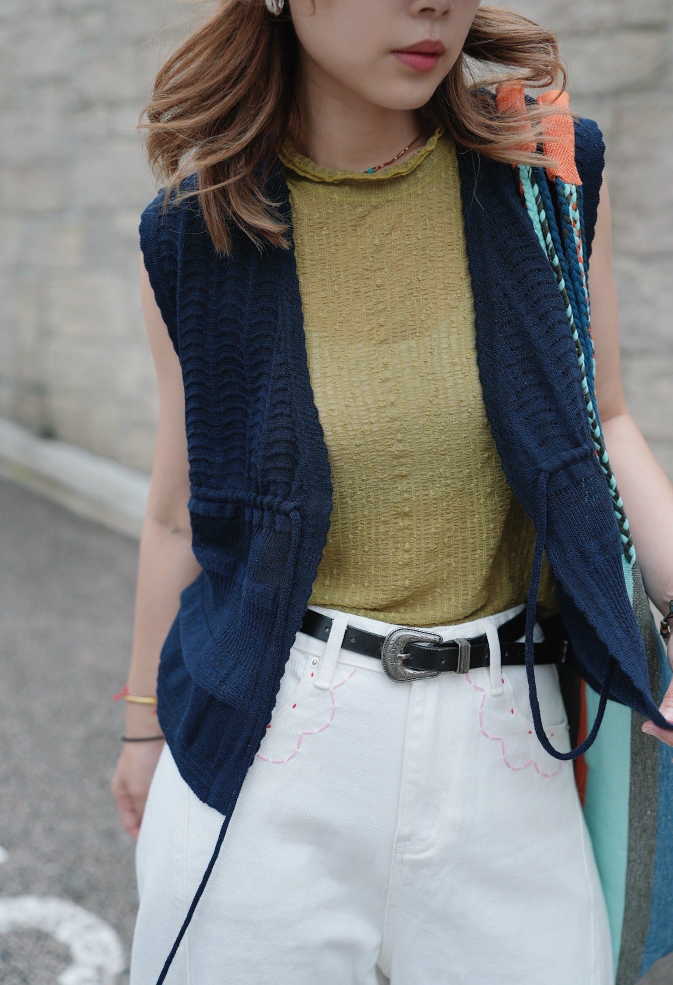 MZ760 RIBBON KNIT VEST