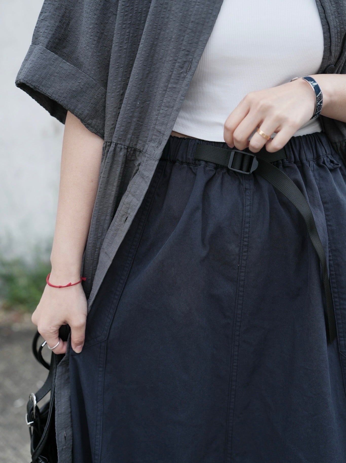 CA691 COTTON FLARE SKIRT WITH BELT