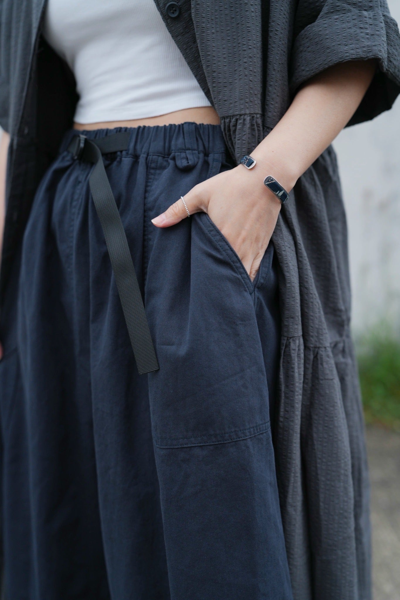 CA691 COTTON FLARE SKIRT WITH BELT