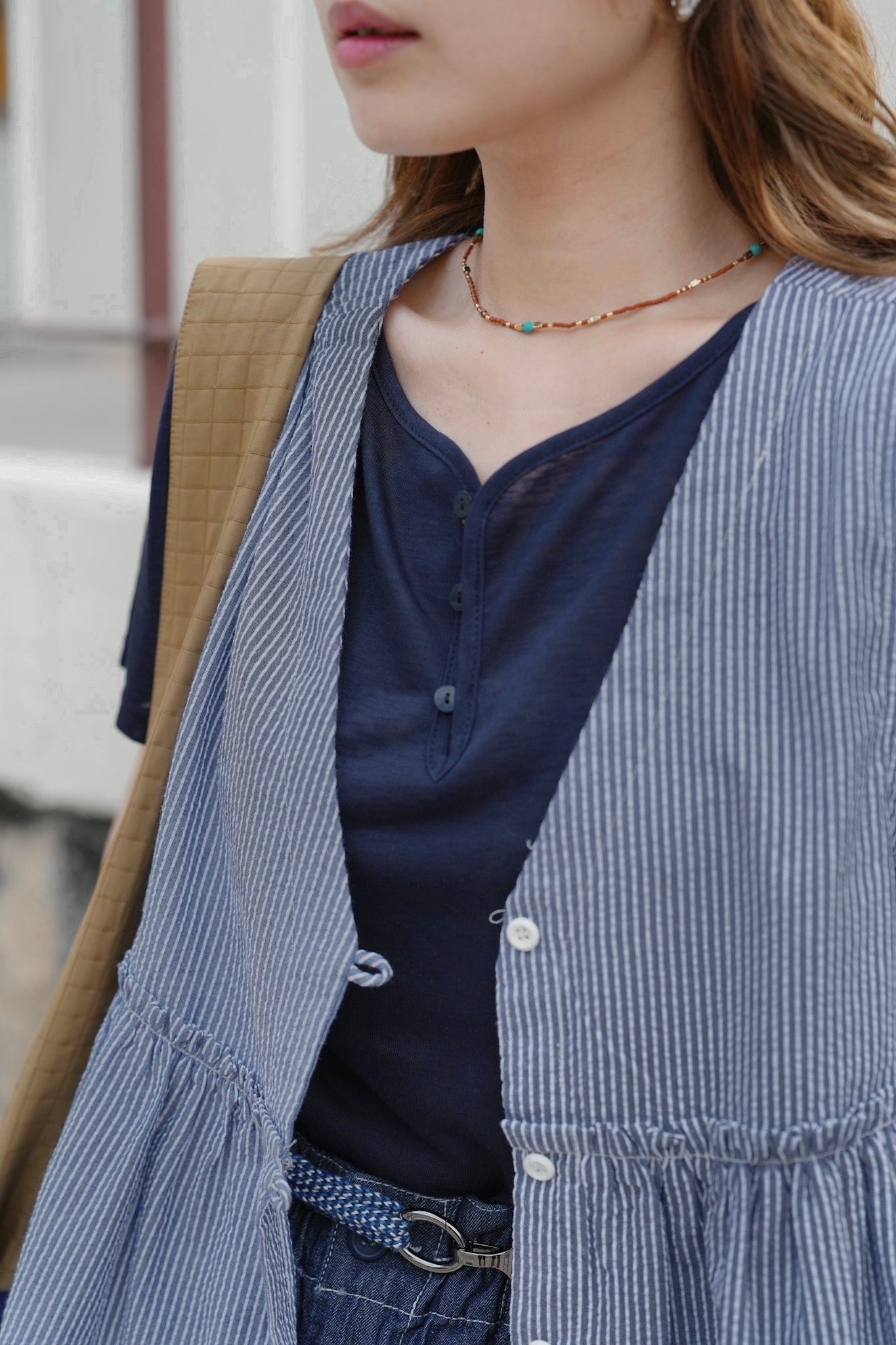 CA901 CRINKLE STRIPED VEST