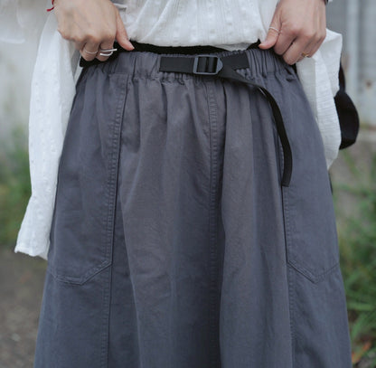CA691 COTTON FLARE SKIRT WITH BELT