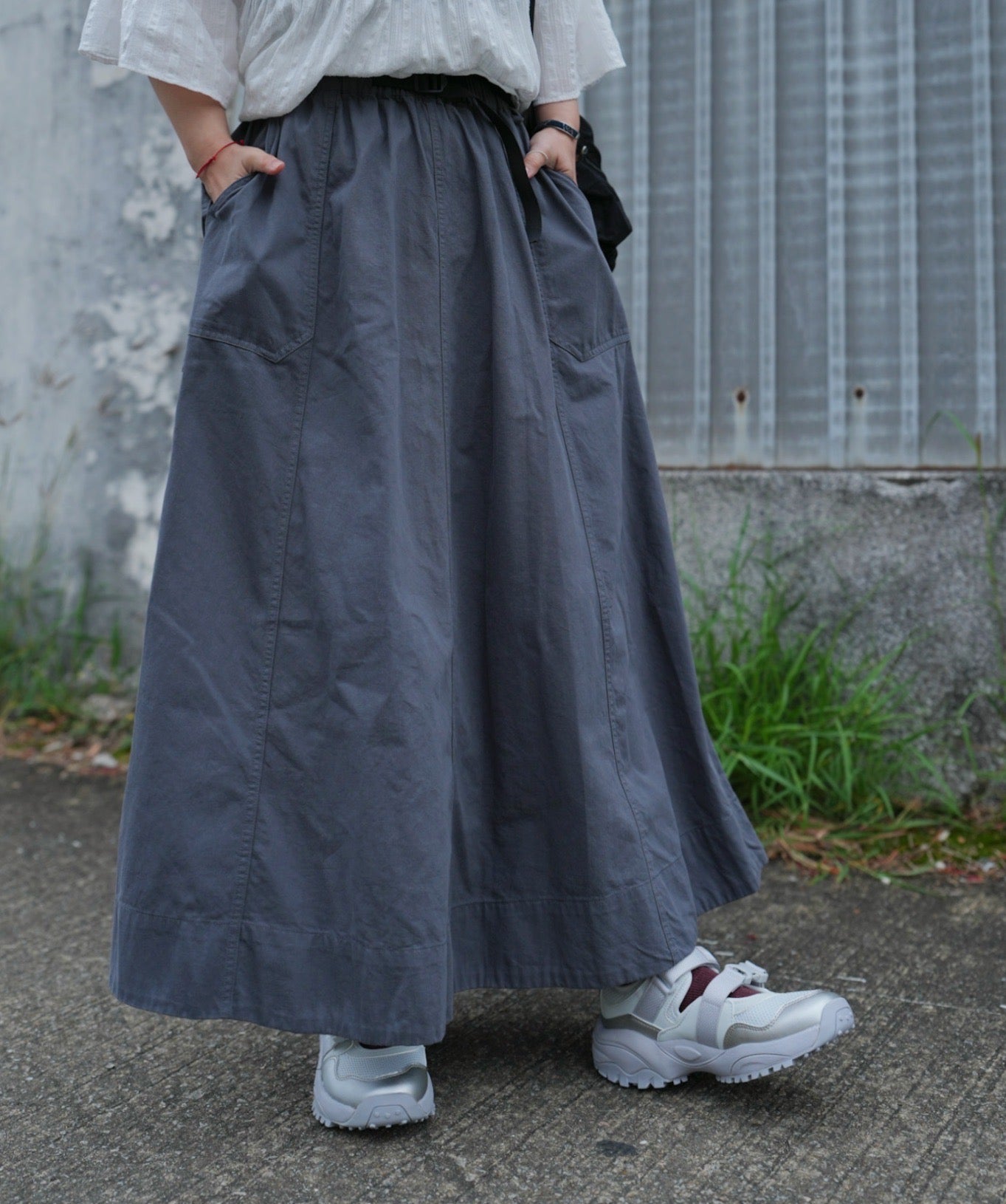 CA691 COTTON FLARE SKIRT WITH BELT