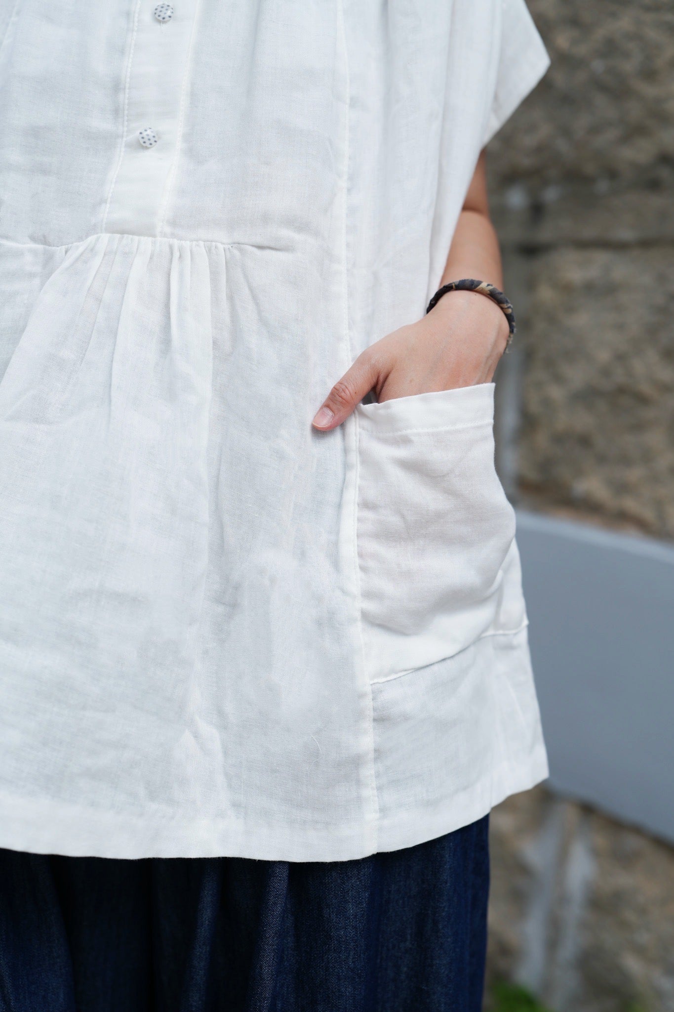MZ788 COTTON GAUZE POCKET SHIRT BLOUSE