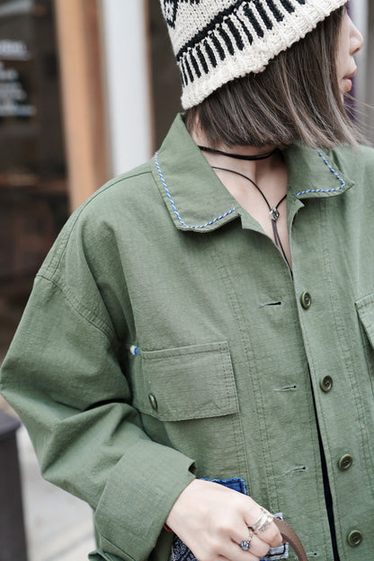 MZ851 STITCHED PATCHWORK MILITARY JACKET