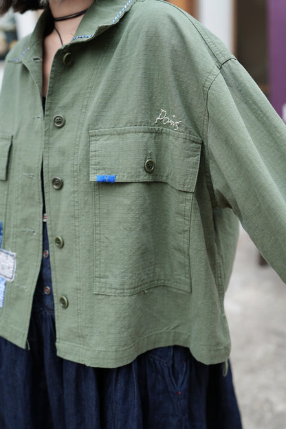 MZ851 STITCHED PATCHWORK MILITARY JACKET