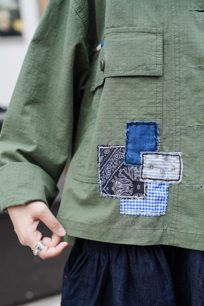 MZ851 STITCHED PATCHWORK MILITARY JACKET