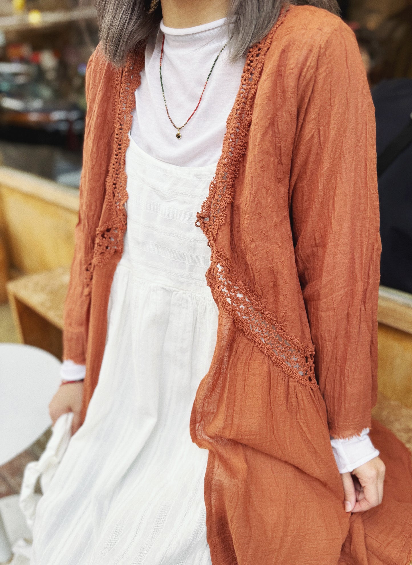 CA567 Embroidered Dobby Layer Dress