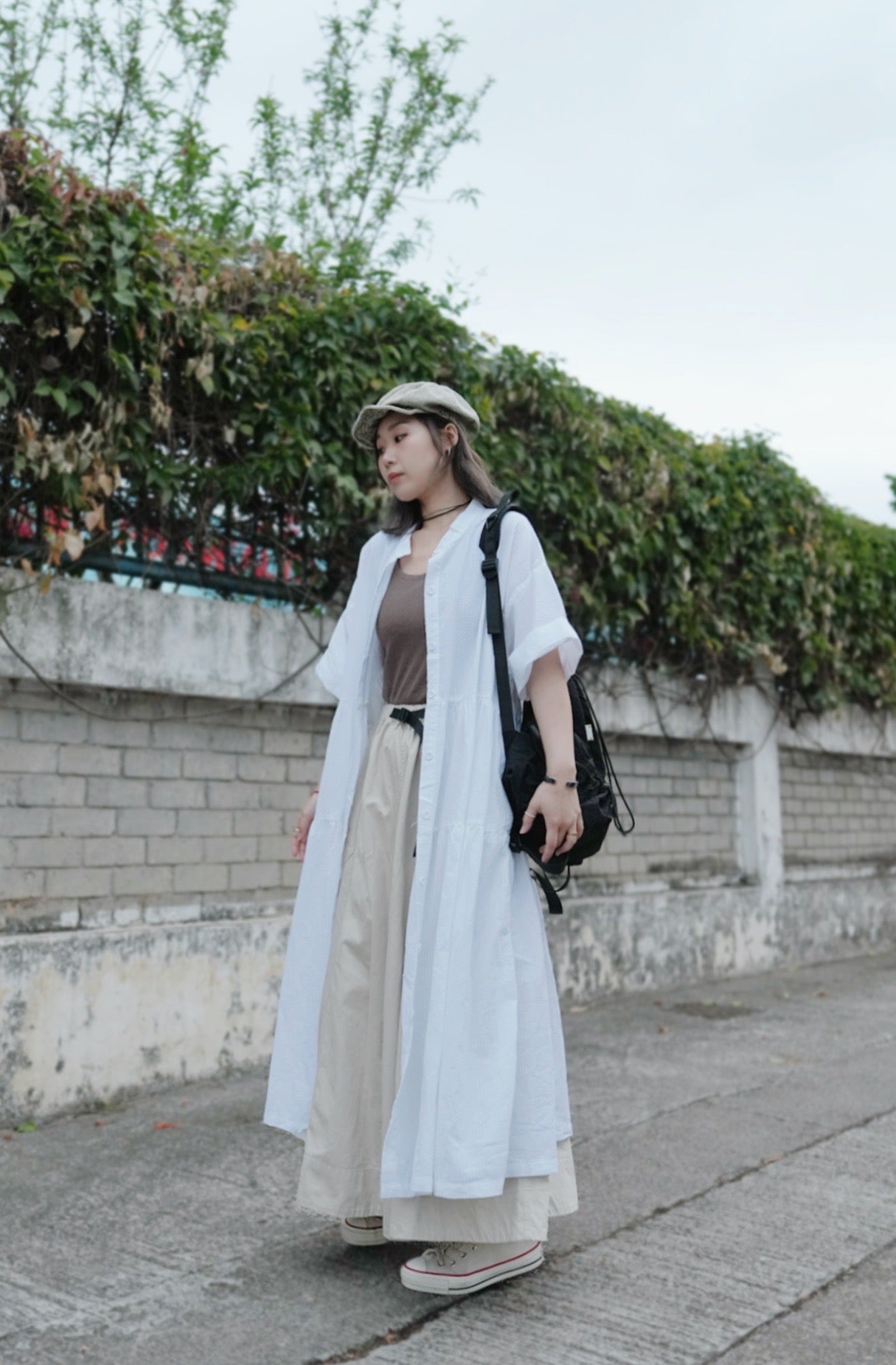 CA691 COTTON FLARE SKIRT WITH BELT