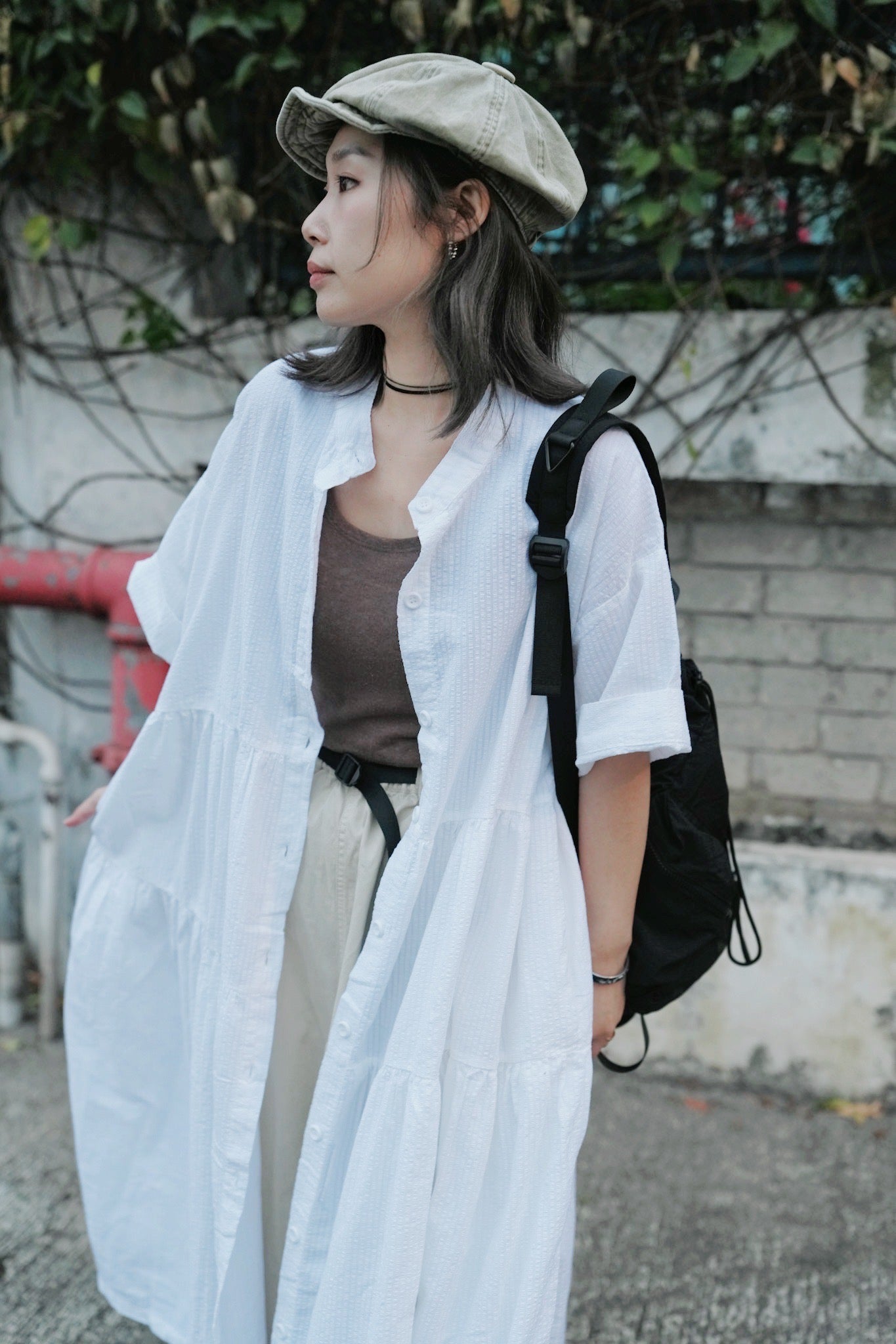 CA688 SEERSUCKER SHIRT DRESS