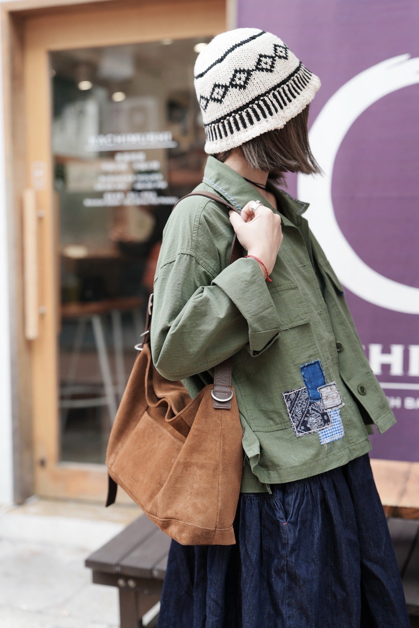 MZ851 STITCHED PATCHWORK MILITARY JACKET