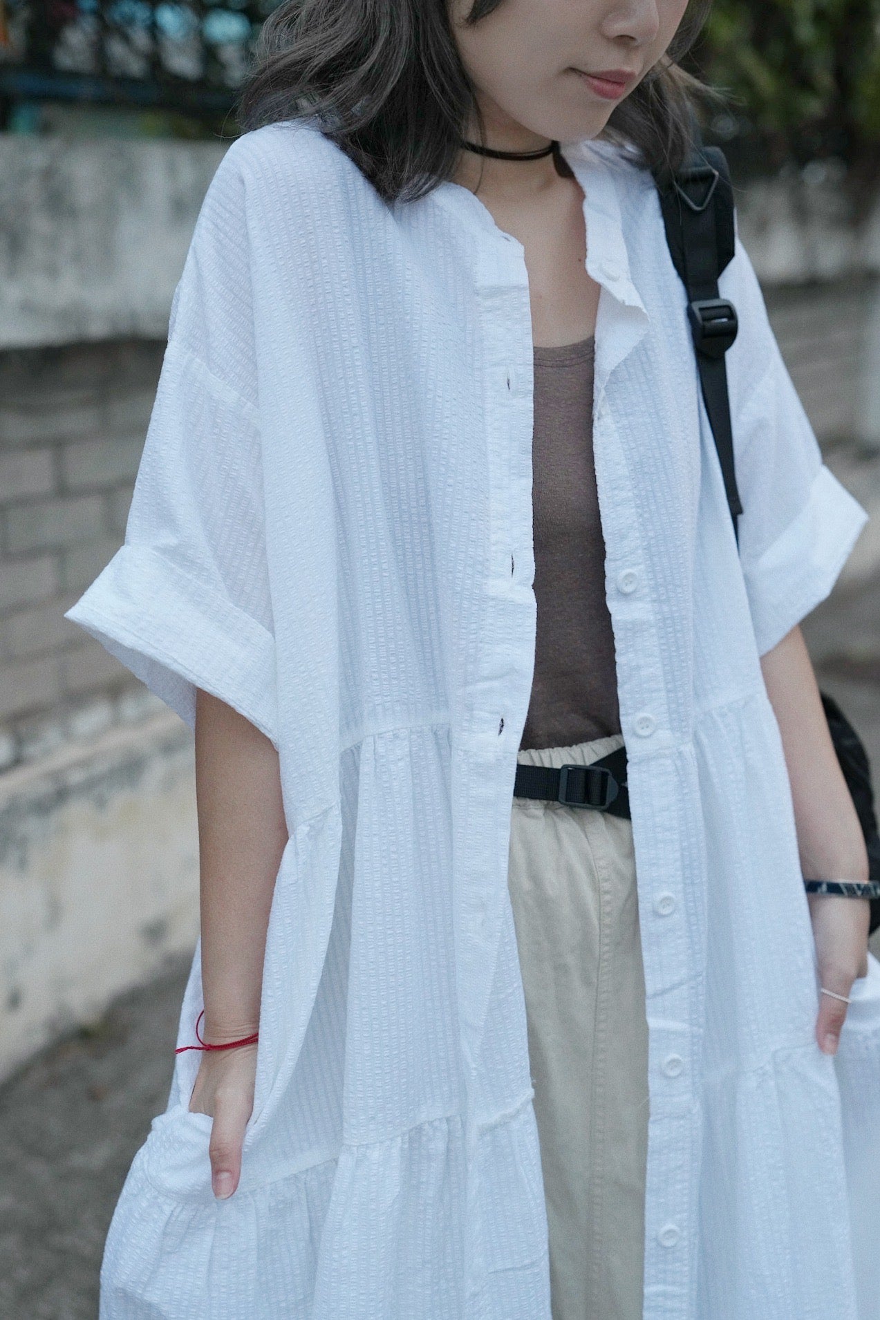 CA688 SEERSUCKER SHIRT DRESS