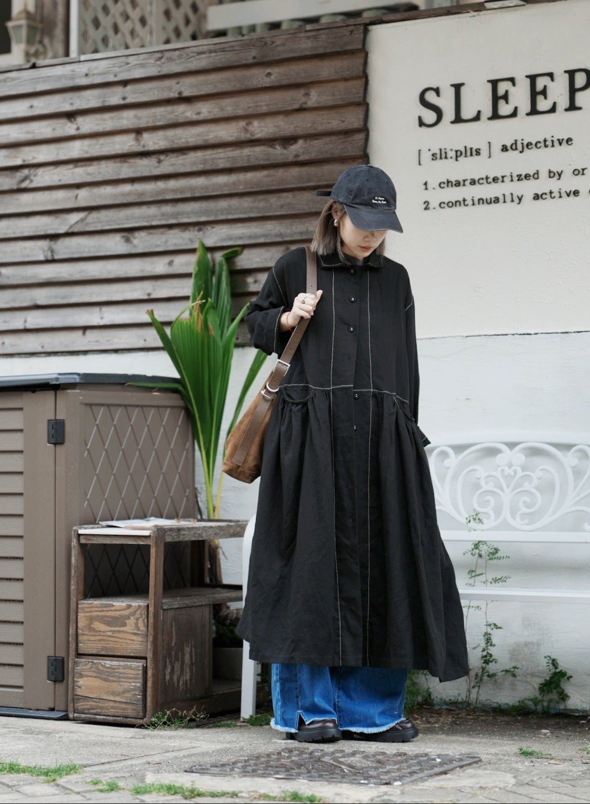 MZ852 CONTRASTED STITCH SHIRT DRESS