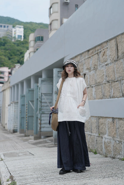 MZ788 COTTON GAUZE POCKET SHIRT BLOUSE