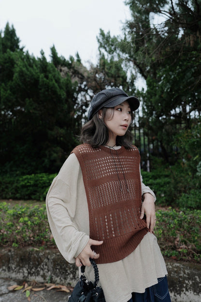 MZ705 CROCHET KNIT VEST