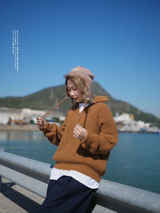 MZ572 HALF ZIP KNIT TOP