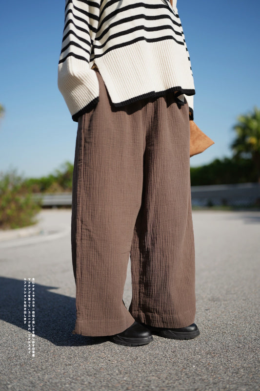 CA642 SOFT GAUZE WIDE LEG PANTS