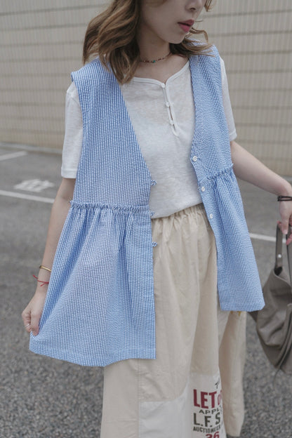 CA901 CRINKLE STRIPED VEST