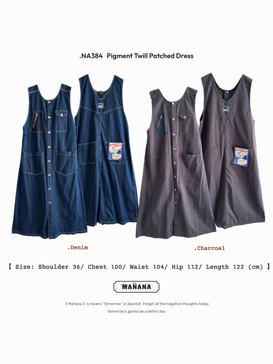 NA384 Pigment Twill Patched Dress