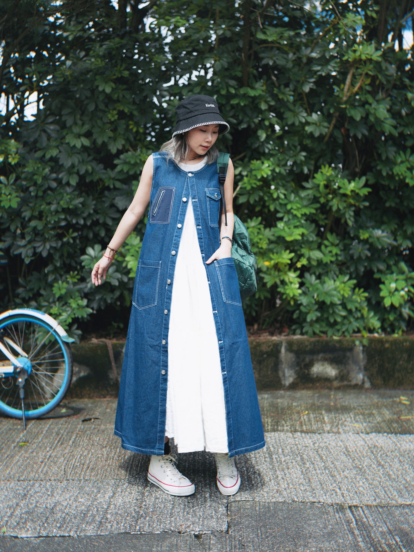 NA384 Pigment Twill Patched Dress