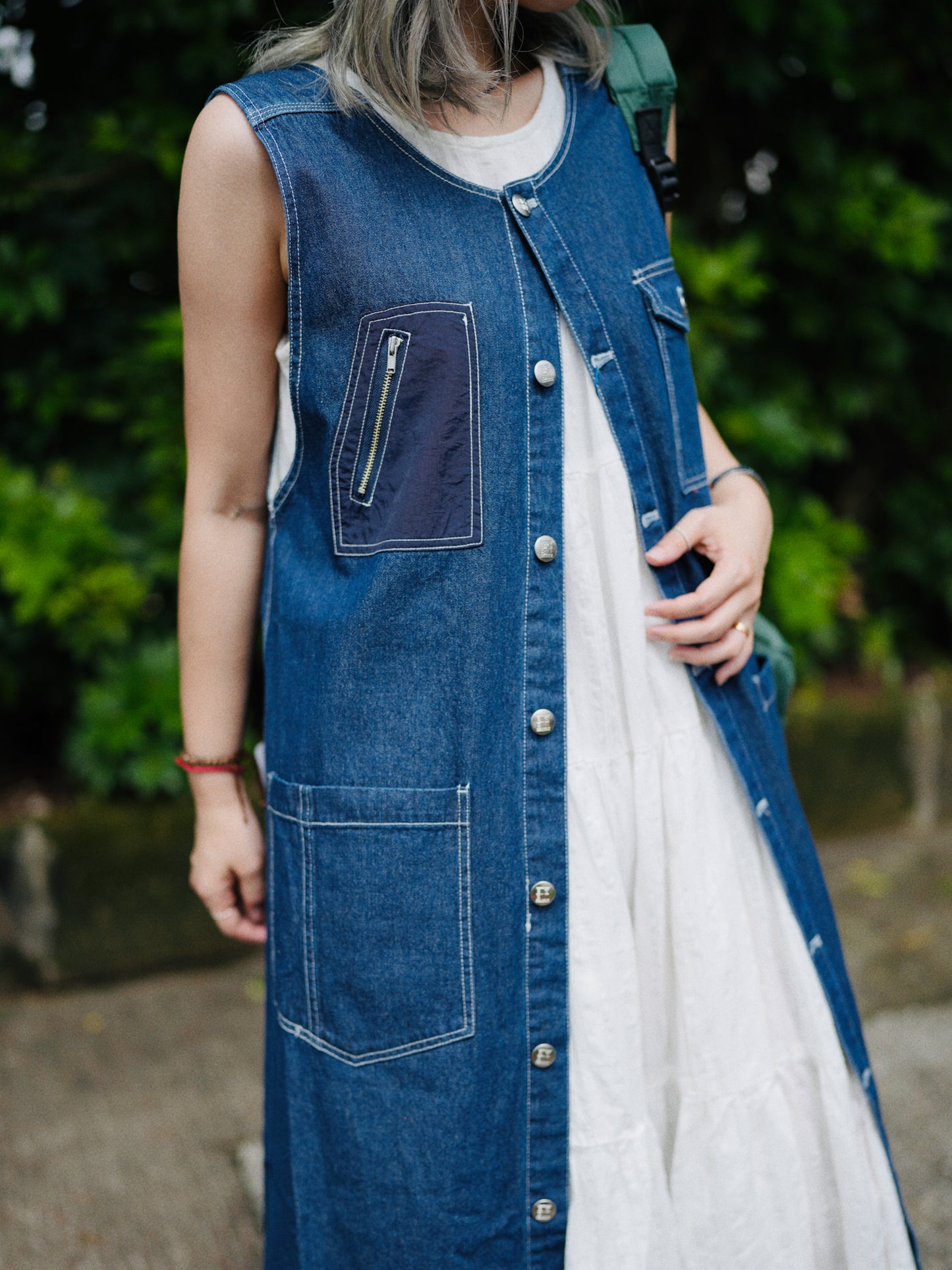 NA384 Pigment Twill Patched Dress