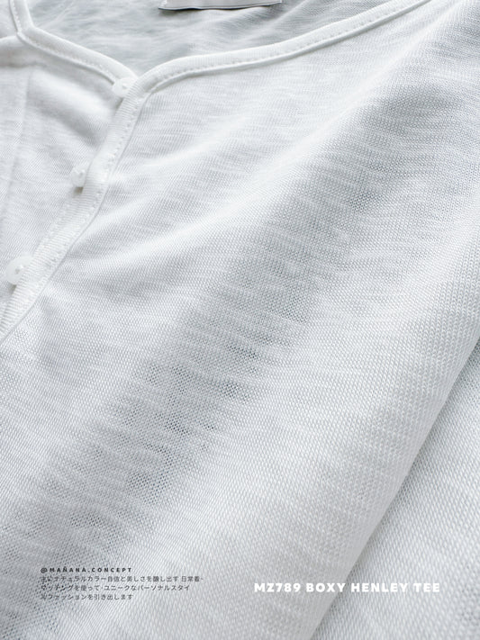 MZ789 BOXY HENLEY NECK TOP
