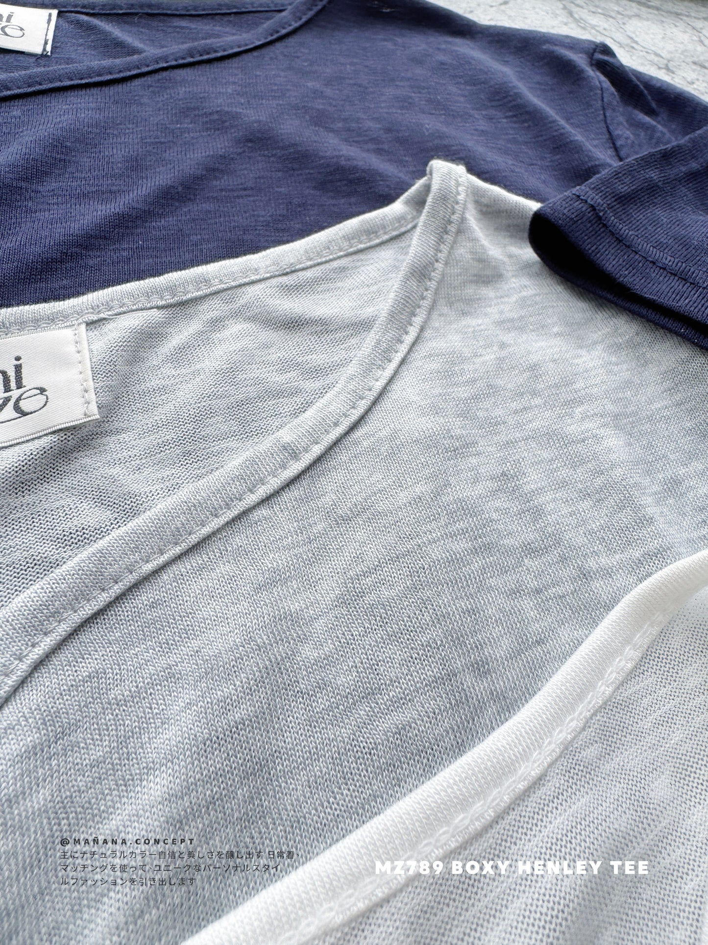 MZ789 BOXY HENLEY NECK TOP 【 2件減-$20, 3件減-$40 】