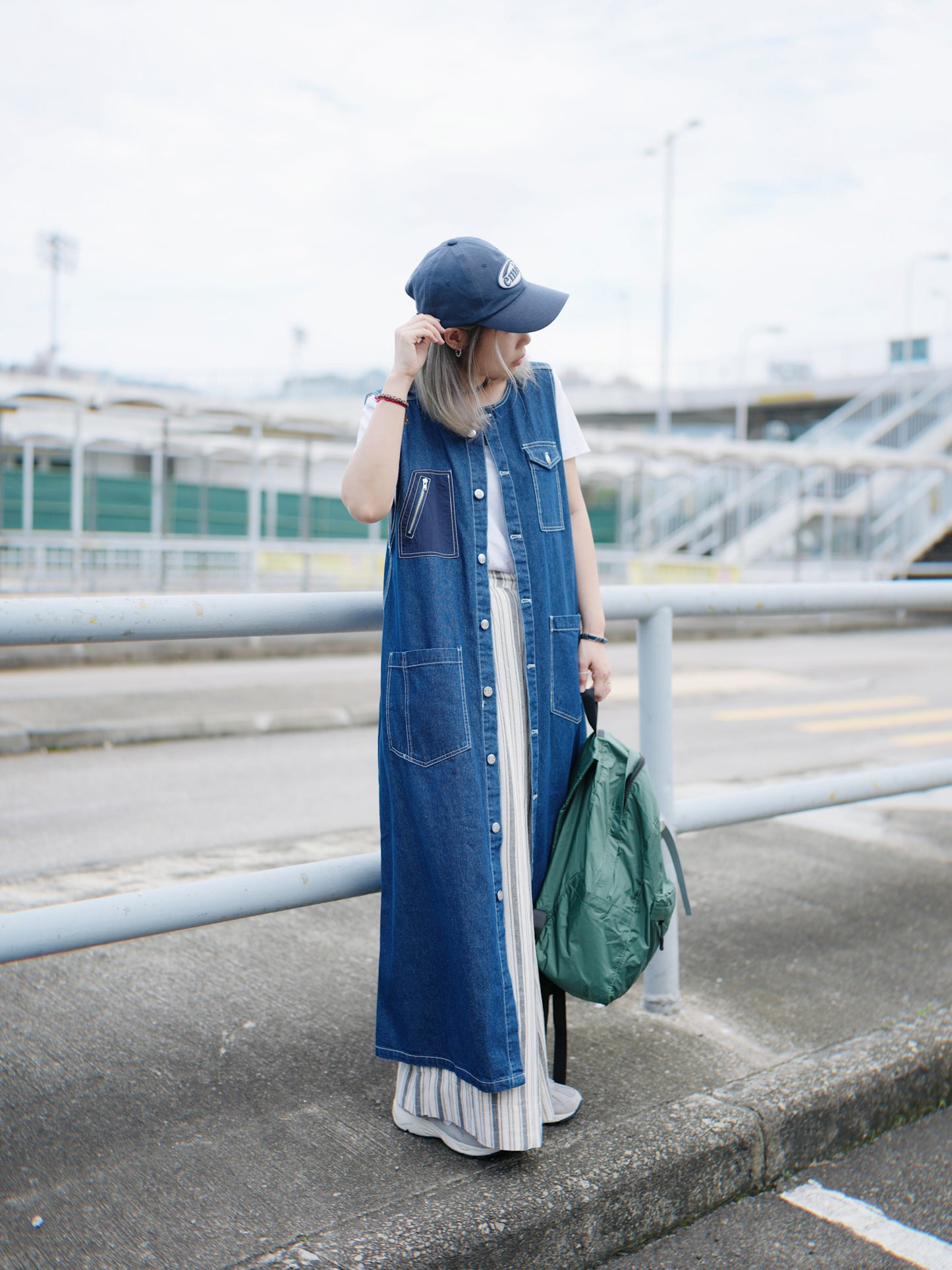 NA384 Pigment Twill Patched Dress