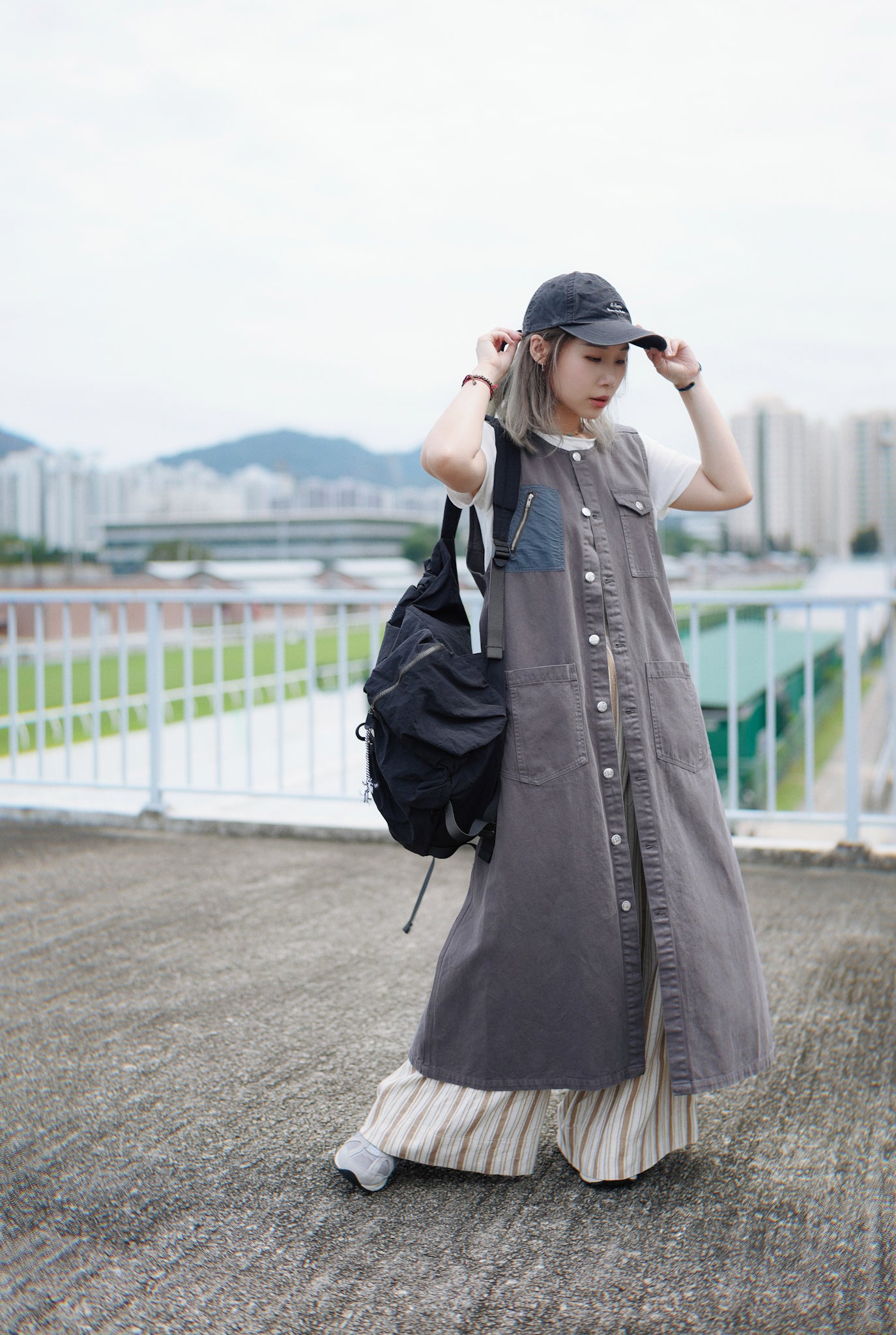 NA384 Pigment Twill Patched Dress