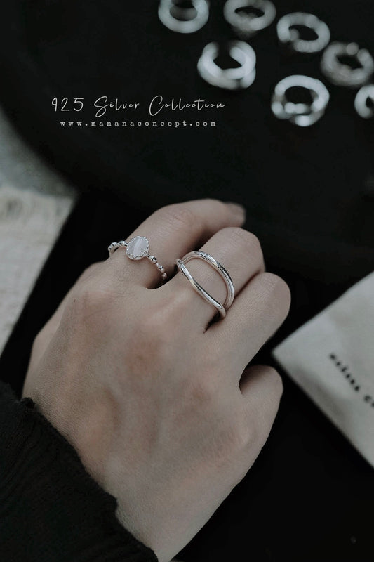 MB028 925 SILVER RING - Galet