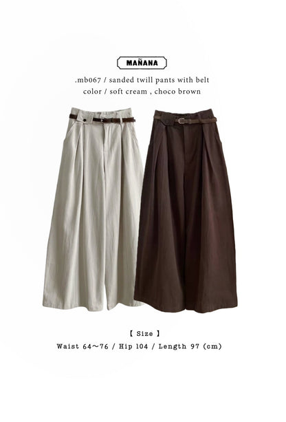 MB067 SANDED TWILL PANTS WITH BELT