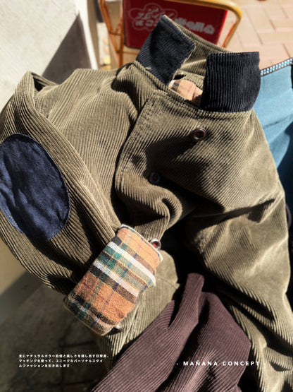 MZ574 CORDUROY CONTRASTED PATCHED COAT