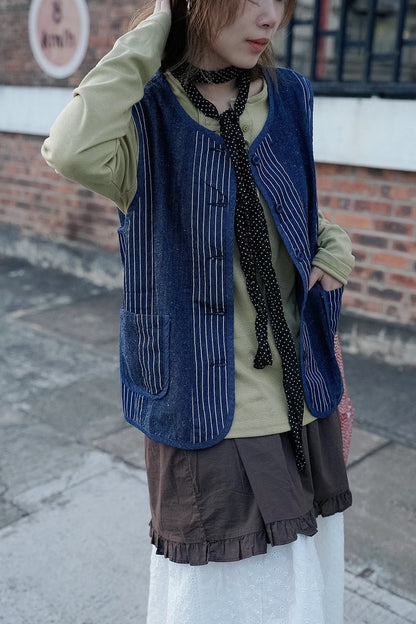 CB150 STRIPED DENIM VEST