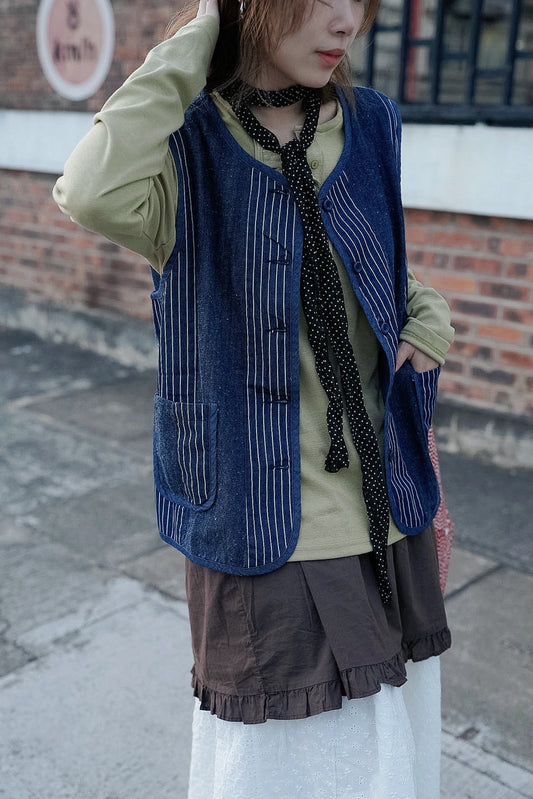CB150 STRIPED DENIM VEST