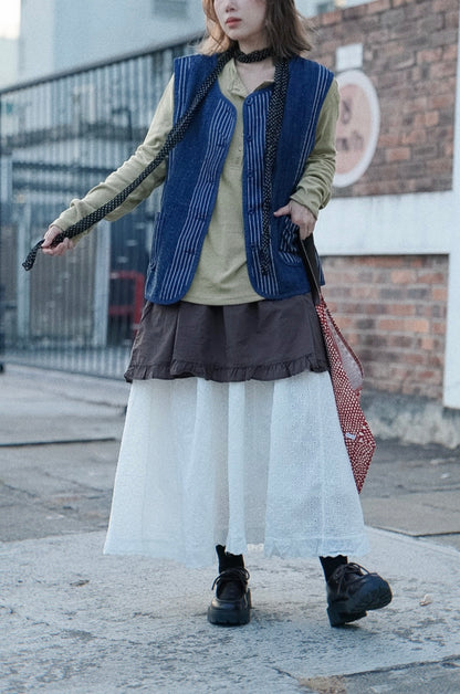 CB150 STRIPED DENIM VEST
