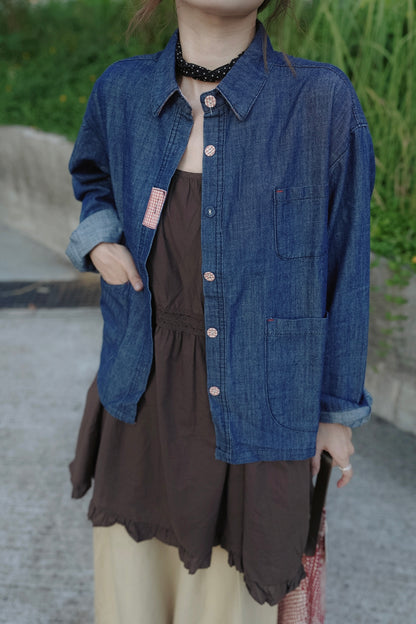 MB069 PATCHED DENIM SHIRT