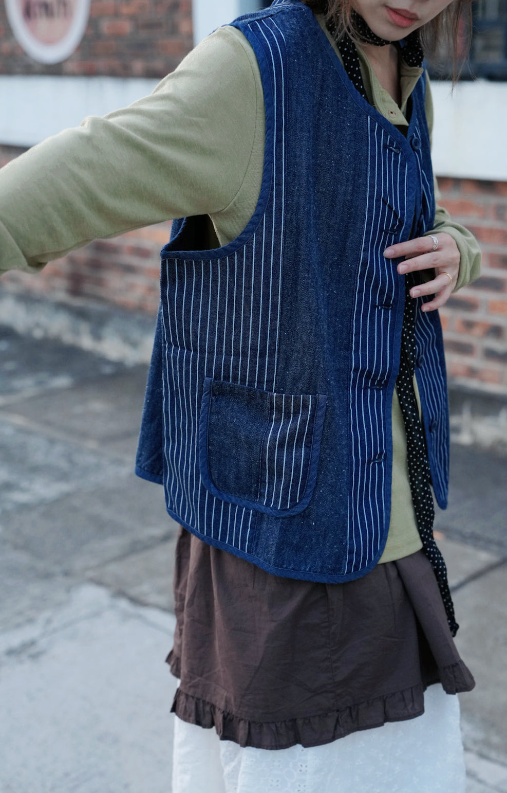 CB150 STRIPED DENIM VEST