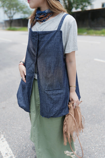 MZ796 DENIM TOP WITH BUBBLE HEM