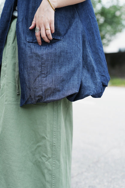 MZ796 DENIM TOP WITH BUBBLE HEM